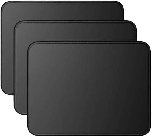 TONOS Mouse Pad 3 Packs, Basic Black Mouse Pad for Desk 11 x 8 3/4 x 1/8 in with Urtra-Smooth Surface, Stitched Edges and Non-Slip Rubber Base. Computer Mouse pads for Laptop & PC, Gaming & Working. 1
