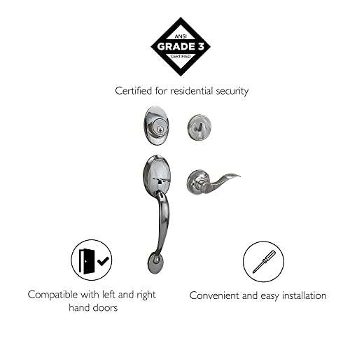 Design House 779066 Coventry Handleset with Springdale Interior Lever and Single Cylinder Deadbolt Polished Chrome 3