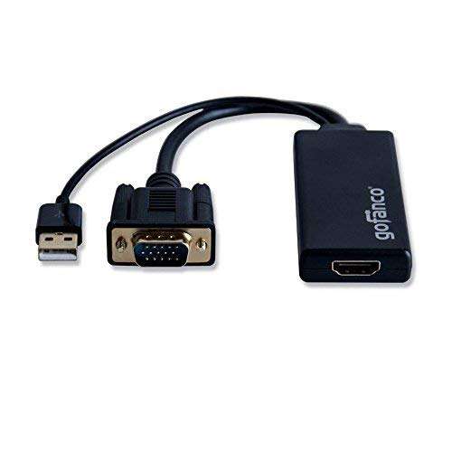 gofanco VGA to HDMI Converter Adapter USB Powered with 1080p & USB Audio Support – Male to Female for VGA-Equipped desktops and laptops to Connect to HDMI displays/HDTVs (VGAHDMI) 1