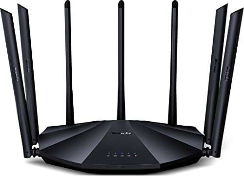 Tenda AC23 Dual-Band WLAN Router, AC2100 Wi-Fi Gigabit (2.4 GHz 300 Mbps, 5 GHz 1733 Mbps, 4 x Gigabit Ports, App Control, 4 x 4 MU-MIMO, 7 x 6 dBi External Antennas), Black 1