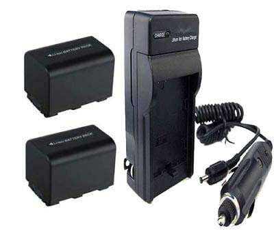 PhotoHighQuality Photo 2x Batteries + Charger, Compatible for Sony HDR-XR106, Sony HDR-XR200, Sony HDR-XR500, Sony HDR-XR520, Sony HXR-MC1, Camcorders