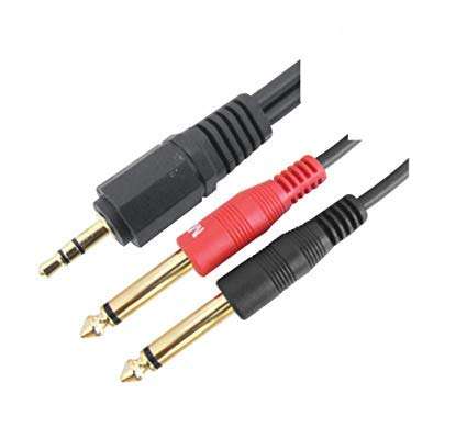 Gadget-Wagon EP Stereo 3.5 mm to 2 P-38 Mono Plug Cord Male to Male Gold Plated 24K Cable for Guitar, Sound Mixers, DJ and Audio Equipment (3 m, 9.8 ft) 1