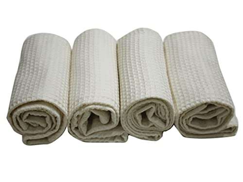 Amazon brand - Umi Classic Waffle Kitchen Dish Towels(15"x25",4-Pack, Light Blue&Cream) 4