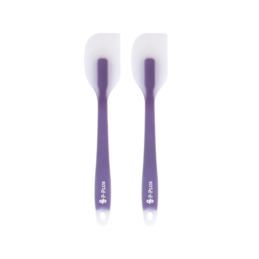 P-Plus International Silicone Spatulas Rubber Spatula Heat Resistant Seamless One Piece Design Non-Stick Flexible Scrapers Baking Mixing Tool Silicone Spatulas Set (Purple, Set of 2) 1