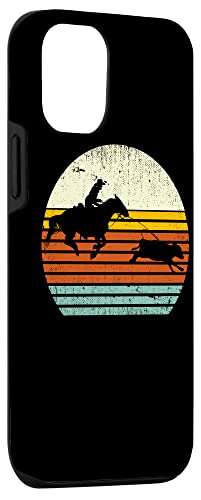 Western Cow Horse Calf Roping Retro Sun Style Case for iPhone 12/12 Pro 3