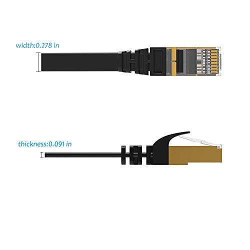 AULLOV Cat7 Ethernet Cable 50 ft Shielded (STP), High Speed Flat RJ45 Cat-7/Category 7 Internet LAN Computer Patch Cord Cable, Faster Than Cat5/Cat6-50 Feet Black (15 Meters) 4