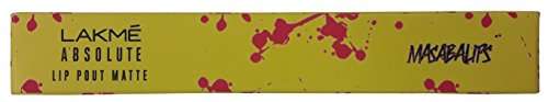 Lakmé Absolute Lip Pout Matte Masaba Lip Color - Bubble Pink, 3.7g Carton 1