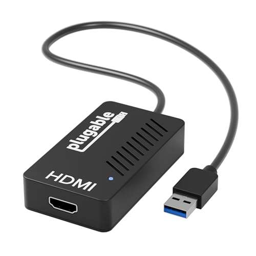 Plugable USB 3.0 to HDMI 4K DisplayLink Video Graphics Adapter for Multiple Monitors up to 3840x2160 Supports Windows, Mac, and ChromeOS 1