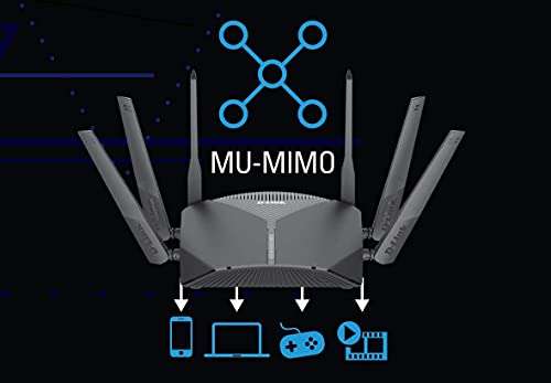 D-Link DIR-3060 WiFi Router AC3000 Mesh Smart Internet Network Compatible with Alexa & Google Assistant, MU-MIMO Tri Band Gigabit Gaming Mesh, Black 3