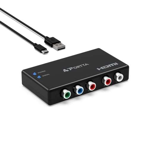 Portta 3RCA Composite CVBS AV to HDMI Video Audio Converter Adapter Mini Box Support Scaler 1080P for TV/PC/PS3/Blue-Ray DVD,Black 1