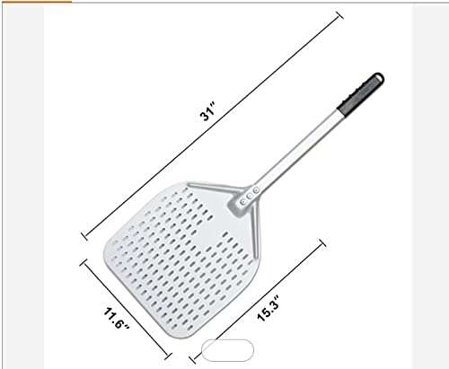 THW® 12"x14" Pizza Peel with 31" Handle | Hand-Finished Professional Aluminum Pizza Paddle | 100% Food-Grade | Non-Stick Baking Shovel for Pizza, Bread, Pastries | Durable Plastic Handle | Silver 3