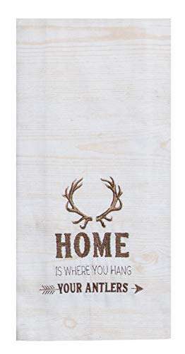 3 Cabin Lodge Themed Decorative Cotton Kitchen Towels with Bear, Moose, Antler Print | Marble Inspired Design | 2 Patterned Terry and 1 Embroidered Tea Towel Set for Dish and Hand Drying 3
