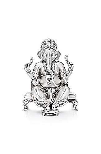 Shaze Ganesha On Aasan ST Resin Idol- silver 3