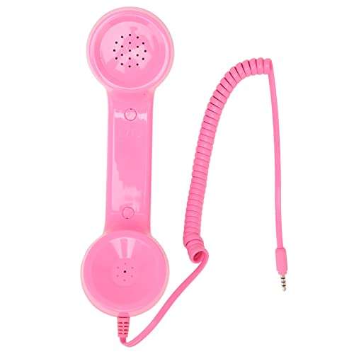 Retro Phone Handset, 3.5mm Sound Plug Multifunction Radiation Proof Handheld Cell Phone Receiver for Landline Phones, Mobile Phones, Computers (LightPink)