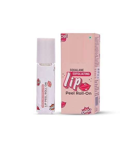 Spanish Squalane Lip Peel Roll-on with lactic acid & acid |Squalane exfoliating lip peel for soft & glossy lips | Hydrating dry & flaky lips |Women & Men's | 6 ml (Transparent)