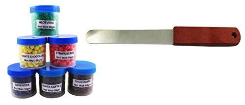 Ear Lobe & Accessories No Strip Depilatory Pearl Hair Removal Combo Pack with Plastic Handle and Wax Knife, Multicolor