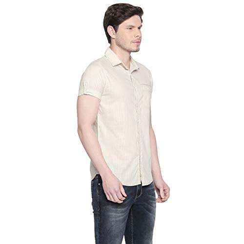 Mufti Men's Slim Fit Shirt (MFS-10840-J-24-OFF White_Off L) 3