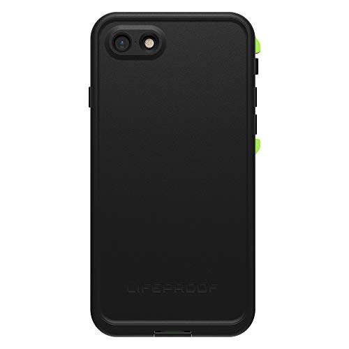 LifeProof iPhone SE (2nd gen - 2020) and iPhone 8/7 (NOT PLUS) FRĒ Series Case - NIGHT LITE (BLACK/LIME), waterproof IP68, built-in screen protector, port cover protection, snaps to MagSafe 2