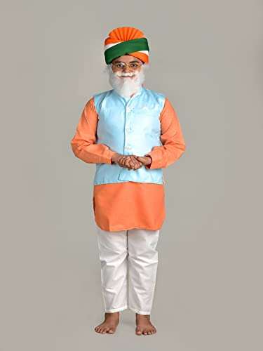 BookMyCostume Narendra Modi PM with Tricolor Pagri India Independence Day Kids Fancy Dress Costume 6-7 years 5