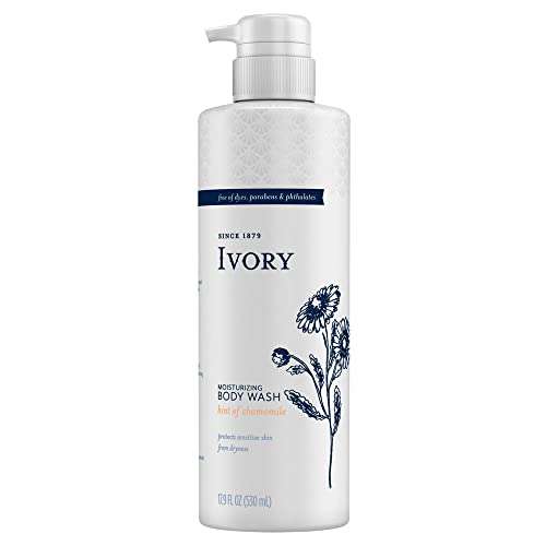 Ivory Sensitive Skin Moisturizing Body Wash, Hint of Chamomile, 17.9 Fl Oz (Pack of 4) 1