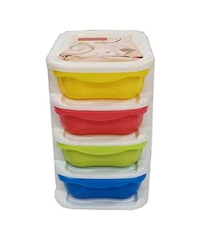 Nabhya Plastic 4 Tier Drawer Medium Size Chester Storage Organizer Cabinet (Multicolour, Size - 20 cm, 16 cm, 30 cm) 3