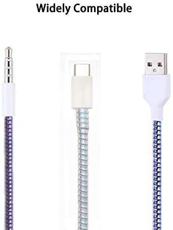 The Thrift Store? Ultimate Cable Protector | Spiral Triple Colour 1.5 Meter / 150 cm | Plastic Cord Wire Charger Winder for iPhone and Android Charging Cables (Metallic Silver) 4