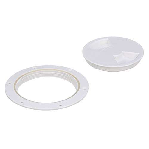 Attwood 12790-3 Deck Plate Inspection Port, 4-Inch Diameter, White ABS Plastic Construction, Pre-Drilled Flange 4