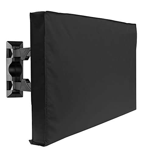 Mount Factory Outdoor TV Cover - 32" Model For 30" - 34" Flat Screens - Slim Fit - Weatherproof Weather Dust Resistant Television Protector - Black 1