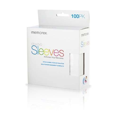 600pcs Memorex CD/DVD Sleeves, White, Pack Of 100 (100 X 6 Pack) 2