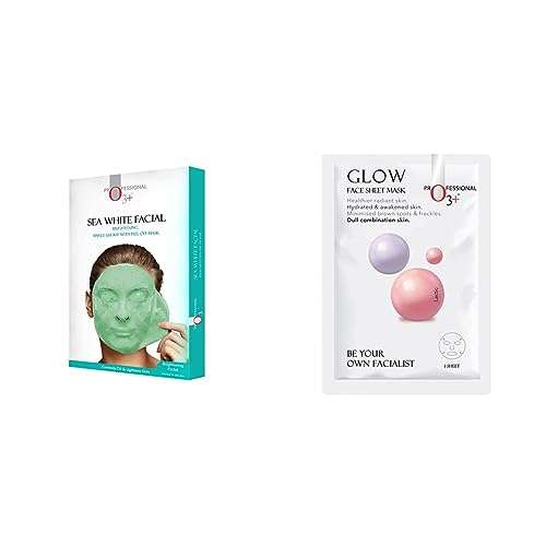 O3+ Sea White Brightening Facial Kit With Peel Off Mask Suitable (45g, Single Use Facial Kit) & O3+ Facialist Glow Sheet Mask Hydrates and awakens skin(30g) Combo 1