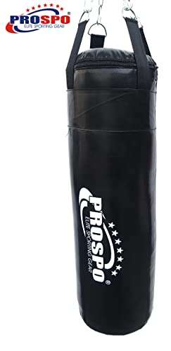 Prospo Synthetic Leather Heavy Bag, Boxing Bag, Boxing Kit, Boxing Kit for Men, Boxing Heavy Punching Bag Filled, Boxing Heavy Bag Filled, Boxing Kit for Kids, Boxing Kit (24 Inch Filled), Heavy Duty Chain Included 5