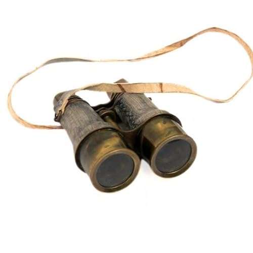 Handmade Antique Victorian Marine Brass Leather Cover Belt Binocular Sailor Instrument for Adults Marine Binoculars for Bird Watching Hunting Viewing 6