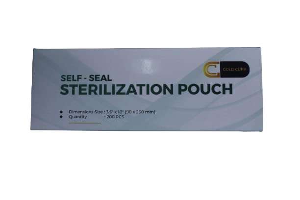 Gold Cura Dental Self Sealing Sterilization Pouches | 3.5" X 10" (90mm x 260mm) | Pack of 200 Pouches