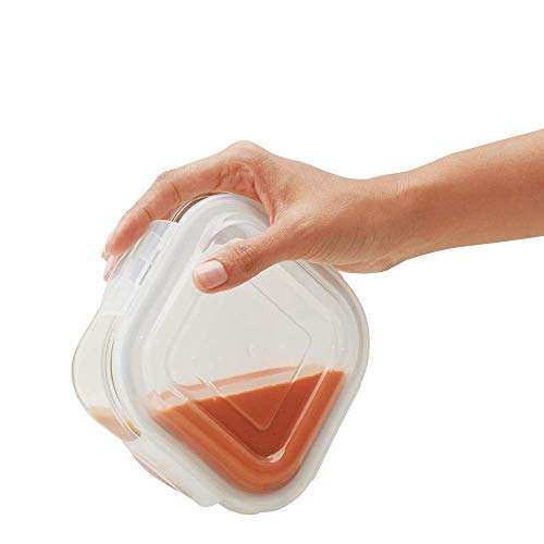 Borosil - Prime Borosilicate Glass Lunch Box Set of 3, 320 ml, Square, Microwave Safe Office Tiffin, Blue, Transparent 4