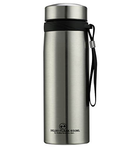 Delso Flask Stainless Steel Water Bottle Double Wall Vacuum Insulated BPA Free Multipurpose Design for Indoor Outdoor Sports Home School Office Camping Hiking (Raw Steel)