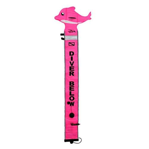 Scuba Diving Buoy Marker Safety Gear with D Ring ROSEO Dolphin 5FT 1