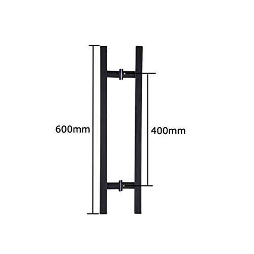 Thick Stainless Steel Square Tube Large Handle Glass Door Handle/Wooden Door Handle, Office Push-Pull Door Handle - Black, 8 Sizes (Size : 600×400mm) 2