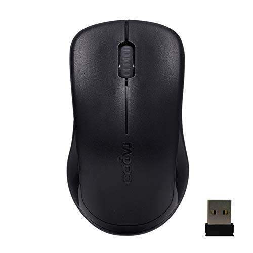 RAPOO 2.4G Wireless Mouse, USB Computer Mice with 1000 DPI Ergonomic Design, Office Home Mice, for Windows PC, Laptop, Desktop, Notebook, Black