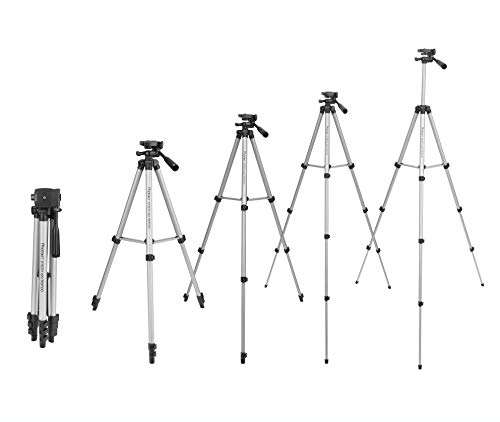 Photron Stedy 420 Tripod 127 cm (50 Inch) with Mobile Holder for Smart Phone, Camera, Mobile Phone | Extends to 1240mm (4 Feet) | Folds to 425mm(1.4 Feet) | Weight Load Capacity: 2.5kg | Case Included, Silver 6