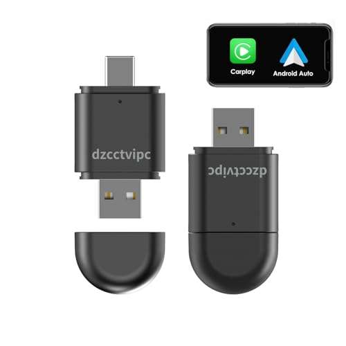Upgrade-Wireless-Bluetooth-Adapter 2 in 1 for-Apple CarPlay & Android Auto, Plug and Play Low Latency Mini-Convert Wired to Wireless Dongle for Cars with USB Type-A or Type-C Interfaces (Solid Black) 1