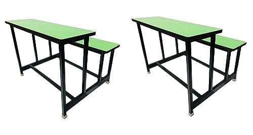 TARUN GRAMUDYOG Home Tution School Duel Desk Medium Bench for Two Students Heavy Duty Frame with ply Board red Color (for Classes 3rd to 7th), Pack of 2 1