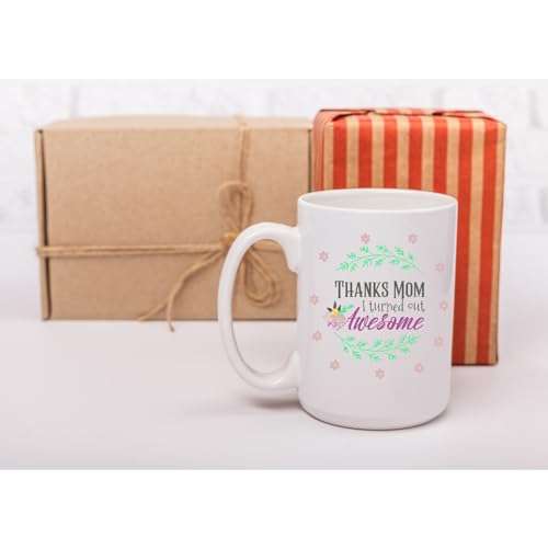 Grubby Garb Thanks Mom I Turned Out Awesome Coffee Mug (11oz.)Best Mom Gifts Coffee Mug For Mothers Day, Valentines day, Christmas, Or Birthday Gift For Mom - Best Mom Ever Coffee Cup 5