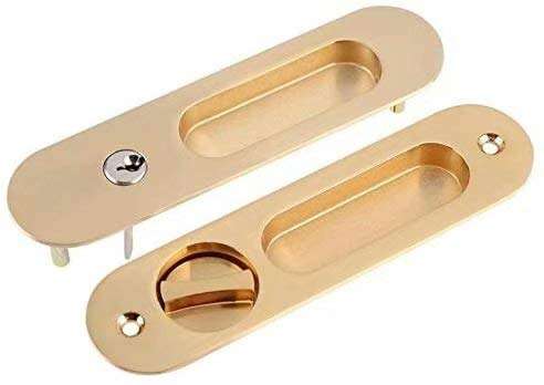 YUEXING 1 Set Sliding Wood Door Lock Handle Anti-Theft with Keys for Double Doors Latch Lock for Barn Wood Furniture Hardware Door (Color : Gold) 1
