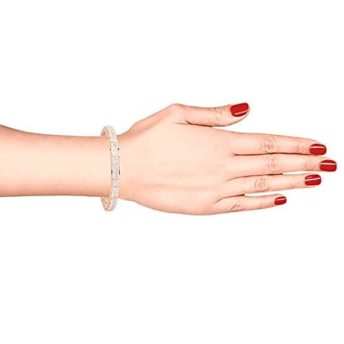 Amazon Brand - Anarva Women's Crystal Bracelet Bangle Set (2 Pc), Size - 2.8, White 3