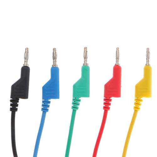 Davitu Electrical Equipments Supplies - 5 Pcs 4mm Dual Banana Plug Smooth Lead Test Cable For Multimeter 1m 5 Colors 6