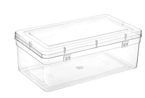 Kitchen Container Boxes with lid and lock system- Pack of 8 rectangular multipurpose plastic boxes for organizing Home Kitchen Stationery Ornaments and much more (Transparent-Pack of 8) 1