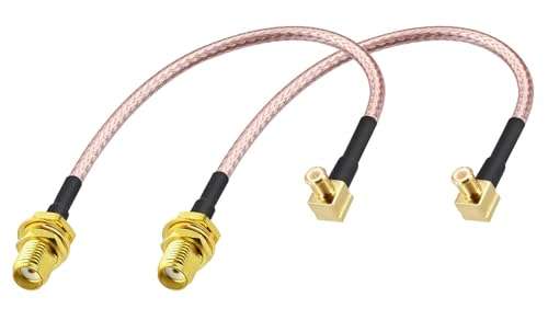 DHT Electronics 2PCS RF coaxial coax cable assembly SMA female to MCX male right angle 6'' 1