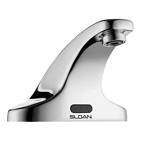Sloan SF-2350 Sensor Activated Touch-Free Faucet, Commercial Grade with Mounting Hardware - 0.5GPM Battery-Powered Deck-Mounted Mid Body, Polished Chrome Finish, 3362119 1