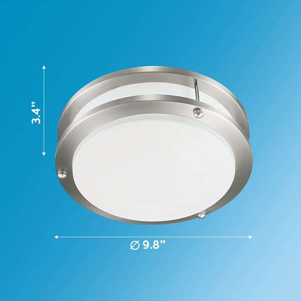 Philips LED Flush Mount Double Ring Ceiling Light 1-Pack Daylight (3000K) 1200 Lumen (16W = 75W) Dimmable Brushed Nickle No Bulbs Required 3
