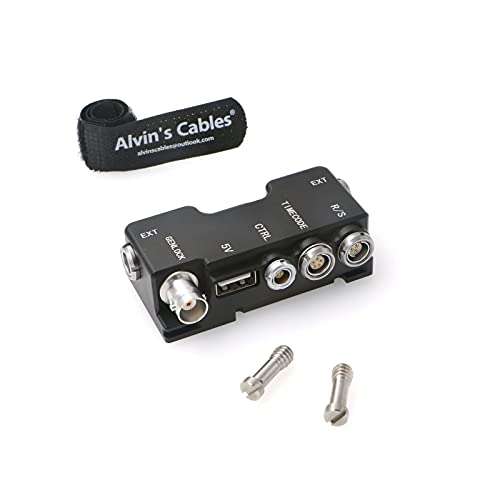 Alvin’s Cables Breakout B-Box for RED-Komodo Camera EXT-9-Pin to Run-Stop|Timecode|CTRL|5V USB| Genlock-BNC Splitter-Box Black with Rotatable Right Angle Cable 4